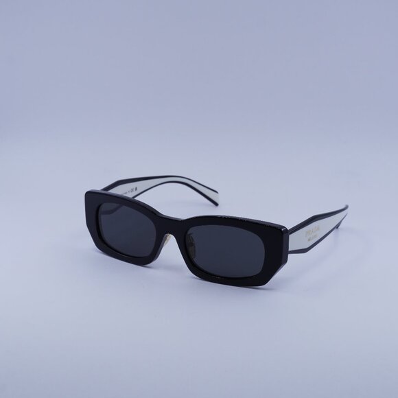 Prada PRB05SF 09Q08Z Sunglasses Black Rectangle Frame, Dark Grey Lenses - Picture 1 of 10